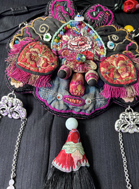 老绣狮子项链 刺绣迷你包 虎头项链 口红包