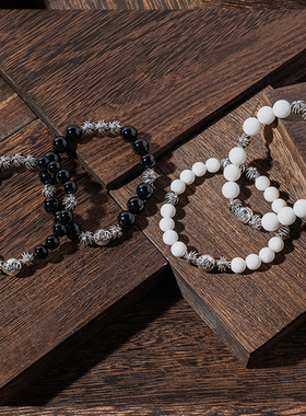 小众个性欧美OOTD男女黑玛瑙手链