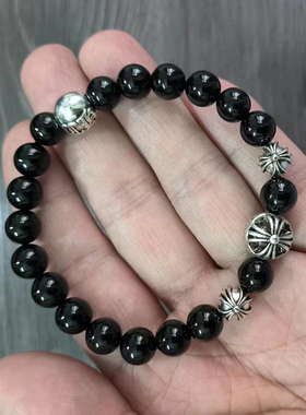 克罗男女玛瑙朋克十字珠手串手链