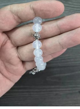 原创设计男女白玛瑙合金克罗手链