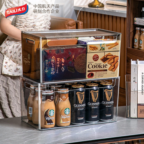 太力桌面收纳盒透明亚克力盒子厨房零食收纳筐学生宿舍整理收纳箱 - 图1