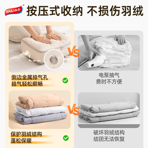 太力羽绒服收纳袋旅行压缩袋被子衣服衣物行李箱专用整理收纳神器 - 图0