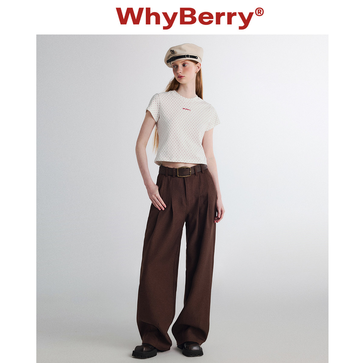 WhyBerry 24AW“热可可”棕色宽松休闲阔腿裤复古英伦长裤秋冬,淘宝优惠券,粉丝福利购,淘宝优惠卷