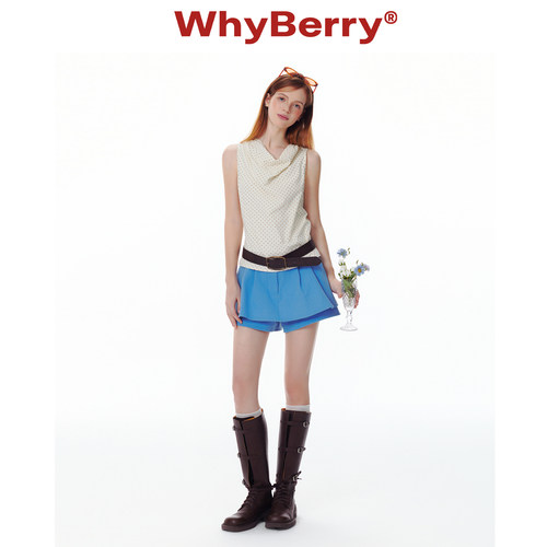 WhyBerry 25SS“夏的际遇”短款A字裙裤复古小个子短裤夏季2026新 - 图2