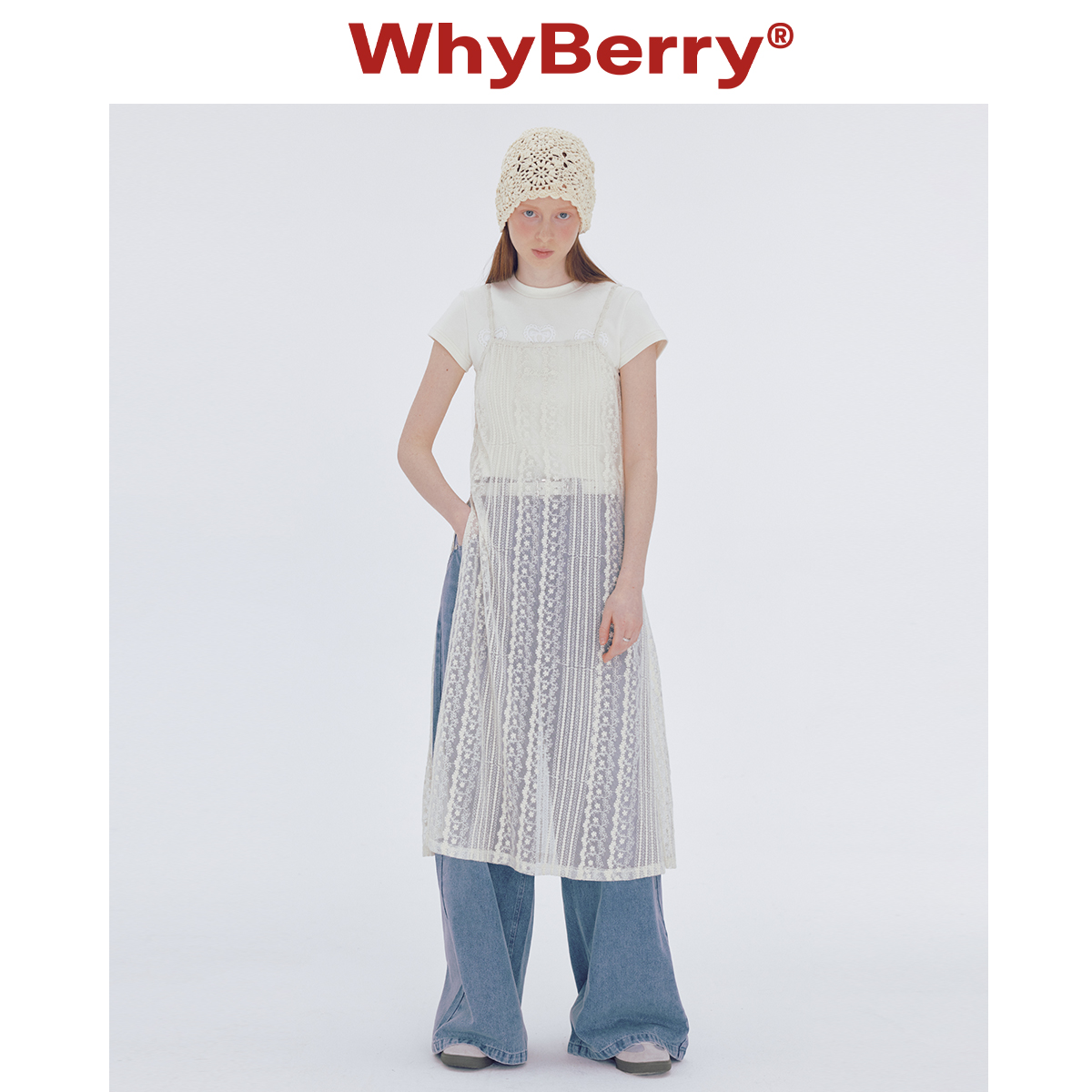 WhyBerry 24SS“月光手书”白色长款吊带裙收腰连衣裙开叉设计感 - 图3