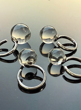 赵露思同款白水晶圆珠戒指净体无杂质泡泡珠指环开口戒男女款饰品