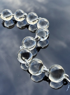 定制白水晶牛鼻孔手串净体水晶国风手链白水泡泡手串情侣款转运珠