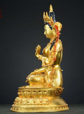 全鎏金白度母铜像摆件