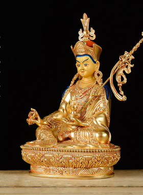 莲花生大士佛像藏传密宗摆件铜