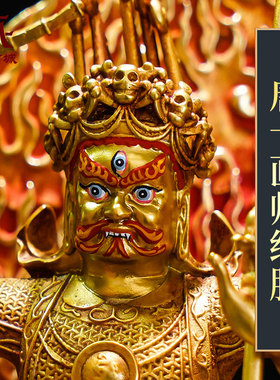 全鎏金金甲衣护法铜像摆件