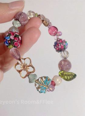 原创捷克琉璃珠复古手链少女礼物