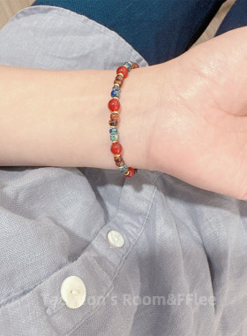 “追思故宫”进口捷克珠手链手串天然红玛瑙复古中式国风vintage