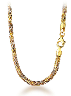 限量福利S925银三色编织八股蛇骨链项链