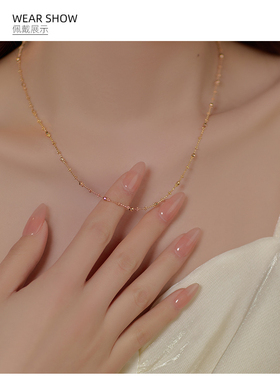 榕树下S925银镀K金法式仙女满天星项链女轻奢新爆款镭射珠锁骨链