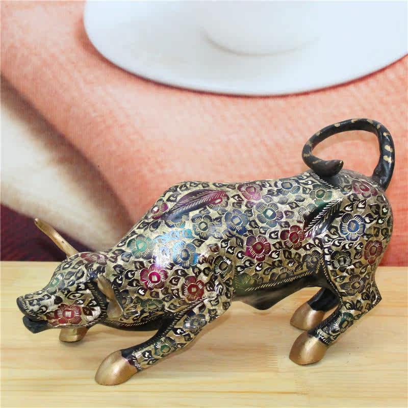 巴基斯坦手工艺品直销铜器20英寸华尔街股市招财牛开业礼品BT182 - 图0