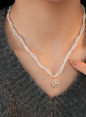 2024冬当季新款 衣佳人折扣 缠绕珍珠八芒星项链骨法式项饰