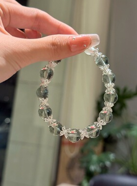 天然绿莹石绿水晶手链女款时尚百搭饰品送女友情侣生日礼物屿白记