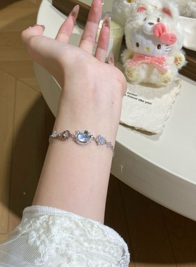 轻奢小众天然海蓝宝星星手链hollow kitty 女锆石手串手饰