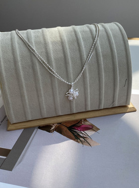 防过敏不掉色 高级感甜美时尚灿烂花朵珍珠吊坠项链 锁骨链颈链女