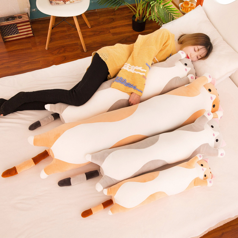 猫咪毛绒玩具可爱长条睡觉抱枕公仔懒人超软床上玩偶生日礼物朋友 - 图0
