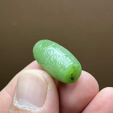 天然和田碧玉仿古如意桶珠手链