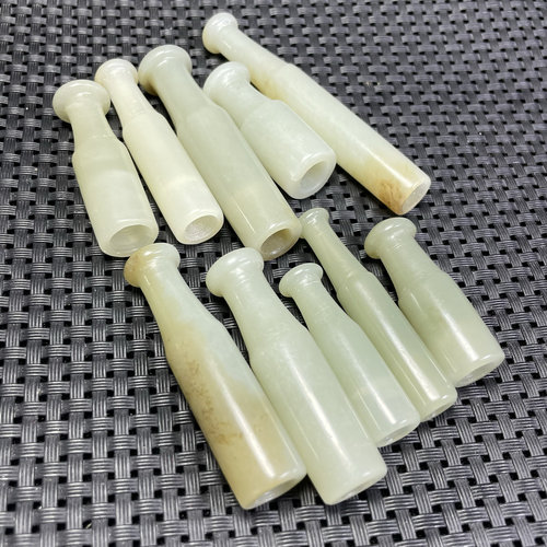 和田玉烟嘴老式旱烟袋直式纸烟烟杆烟斗天然新疆糖青白玉老烟嘴 - 图1