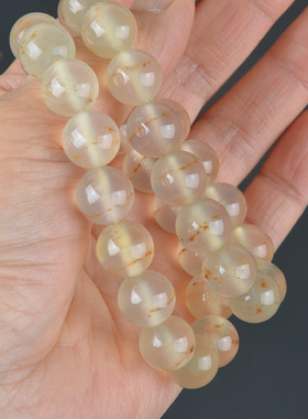 天然冰透玛瑙朱砂一线药师手链手串男女款一块料12mm