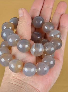 精品原色天花花冰料玛瑙手链男士大珠手串带砂玛瑙18mm