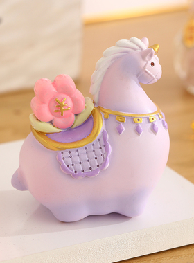 唐三彩小胖马马上有钱装饰摆件