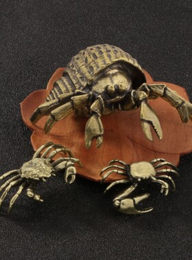 9cm超大号寄居蟹摆件纯黄铜仿真