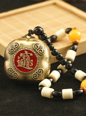 纯黄铜有钱有柿有势转转手把玩件