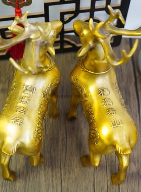 27cm加大号纯铜麋鹿一对招财摆件