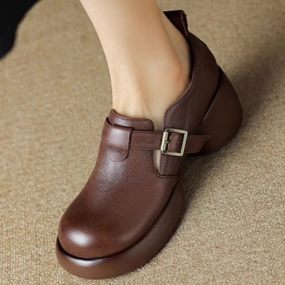 蜻蜓牌韩版复古英伦风小皮鞋女2023新款秋季松糕厚底乐福鞋单鞋子,淘宝优惠券,粉丝福利购,淘宝优惠卷
