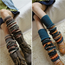 Autumn Winter Thickening type Bohemian ethnic wind sock jacket Women lengthened leg socks Sox kneecap kneecap toe pants pile socks Sox