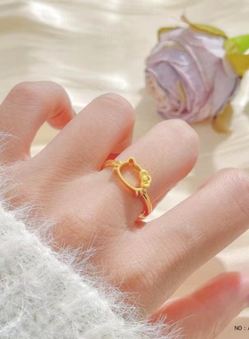 金包银凯蒂猫蝴蝶结女戒