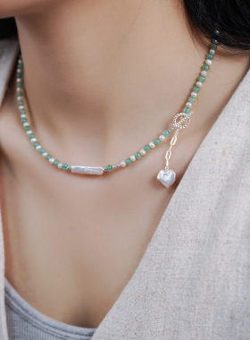 原创天然巴洛克珍珠东陵玉项链