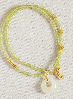 新中式国风纯银包金和田玉锁骨链