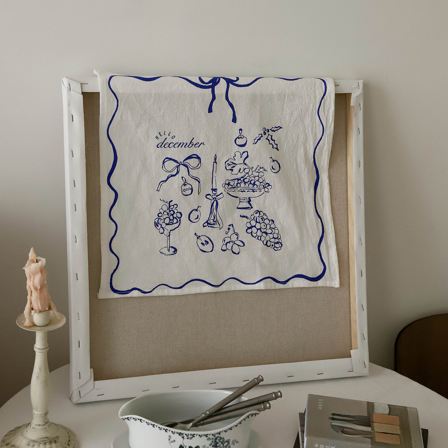 枝悟 法式蓝色餐巾垫布ins高颜值厨房墙饰挂布甜品美食拍照道具,淘宝优惠券,粉丝福利购,淘宝优惠卷