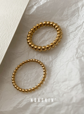 男女情侣钛钢粒粒珠百搭叠戴戒指