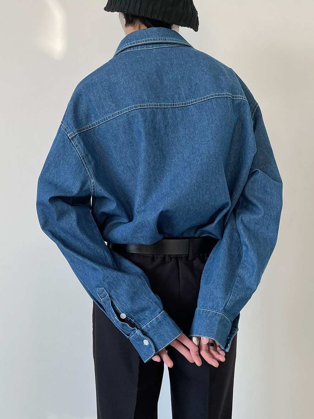 SF/春季新品韩风气质复古蓝色牛仔衬衫男士宽松版水洗工装风外套,淘宝优惠券,粉丝福利购,淘宝优惠卷