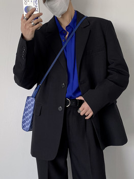SF/Spring and Autumn New Korean Style Elegant Handsome Black Suit Jacket Men's Loose Version suit trendy fashion suit