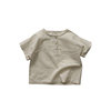 Breathable cotton linen ~ Children's ramie round neck open chest shirt for men and women loose short-sleeved T-shirt summer thin top