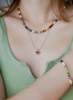 轻奢款多巴胺天然彩色石珍珠串珠