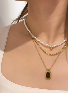 复古宫廷风银色镀18K金圆锥挂坠灵摆金曜石圆珠灵摆男女项链吊坠