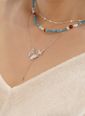 捷克珠爱心锁吊坠项链