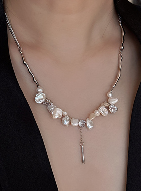 巴洛克花瓣项链原创设计镀18K金