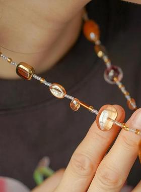 琉璃爱心项链2025新款爆款古法串珠颈链女小众设计感新中式锁骨链