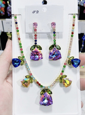 春色系超闪锆石郁金香项链套装