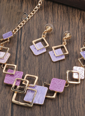 欧美复古宫廷风几何图案项链