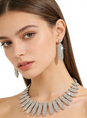 满钻超闪颈链耳环套装礼服配饰
